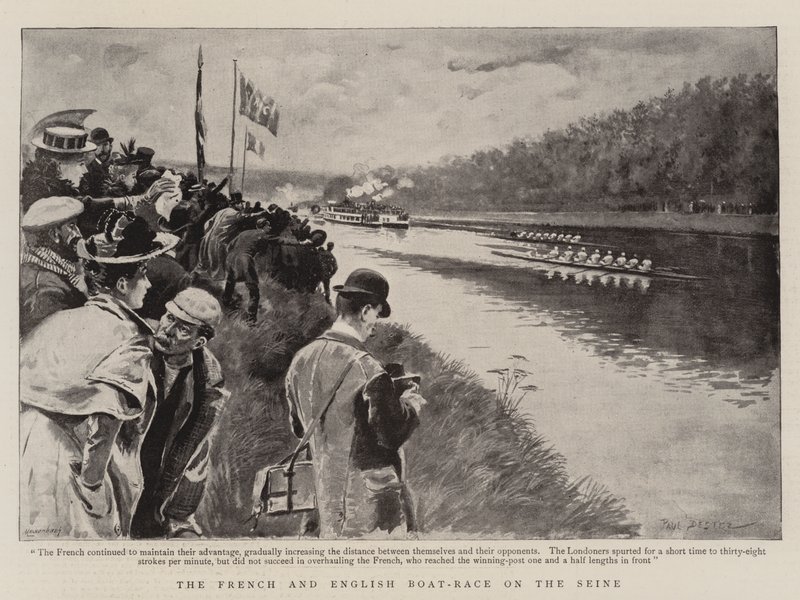 Das französische und englische Bootsrennen auf der Seine von Paul Destez