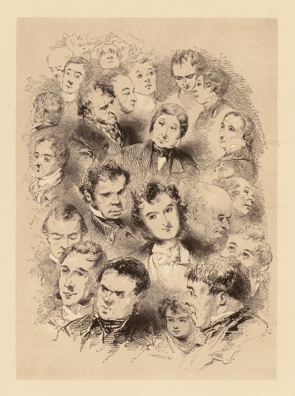 Gavarni in London: Ein Teller voller Köpfe (Lithografie) von Paul (after) Gavarni