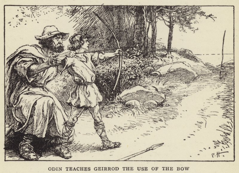 Odin lehrt Geirrod den Gebrauch des Bogens von Paul Hardy