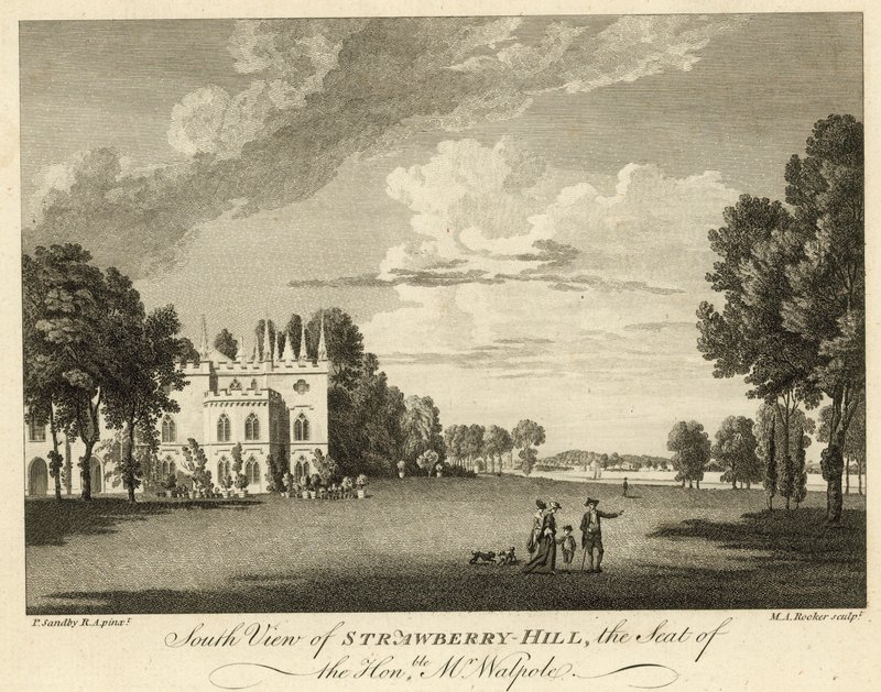 Südansicht von Strawberry Hill, Twickenham, London, der Sitz des Ehrenwerten Horace Walpole von Paul Sandby