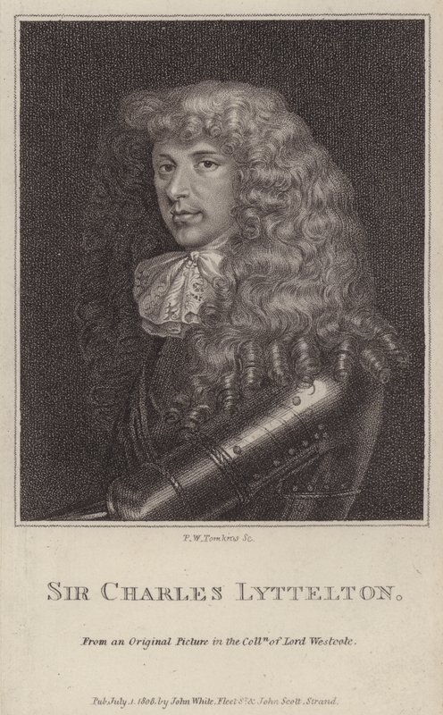 Sir Charles Lyttelton, englischer Politiker und Kolonialgouverneur von Jamaika (Gravur) von Peltro William Tomkins
