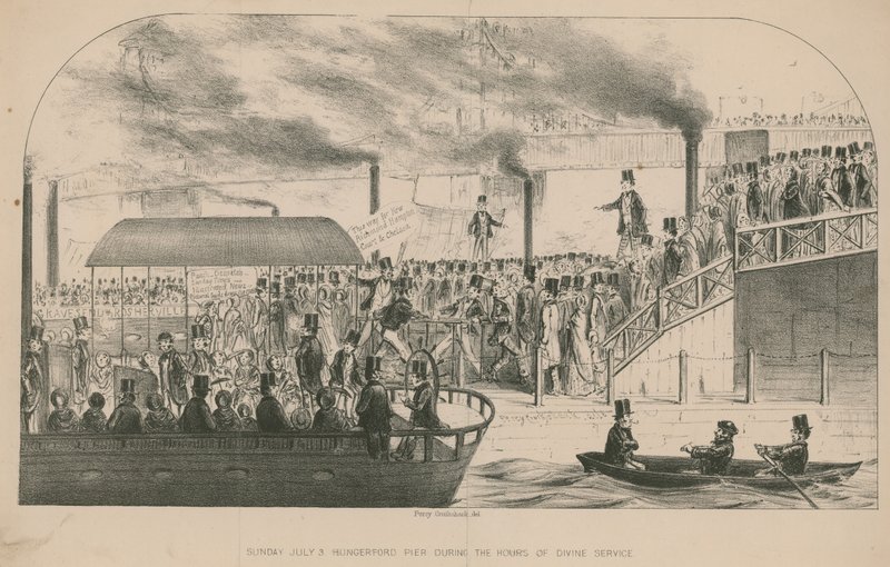 Hungerford Pier während der Gottesdienstzeiten von Percy Cruikshank