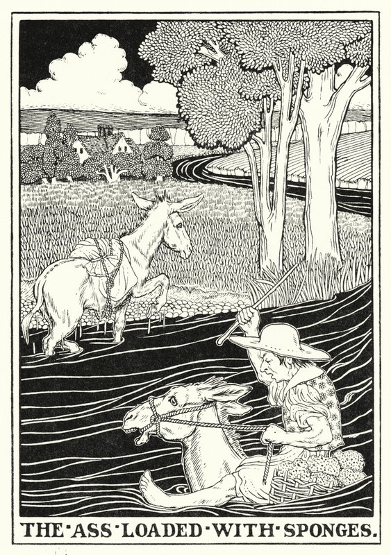 Fabeln von La Fontaine: Der Esel beladen mit Schwämmen von Percy James Billinghurst