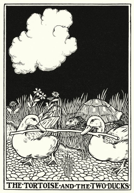 Fabeln von La Fontaine: Die Schildkröte und die zwei Enten von Percy James Billinghurst
