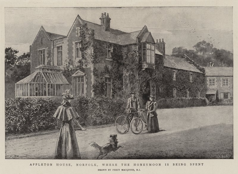 Appleton House, Norfolk, wo die Flitterwochen verbracht werden von Percy Macquoid