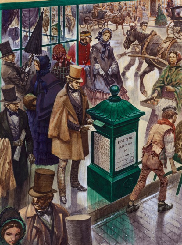 Einen Brief in den Briefkasten Nr. 1 in London einwerfen, 1855 von Peter Jackson