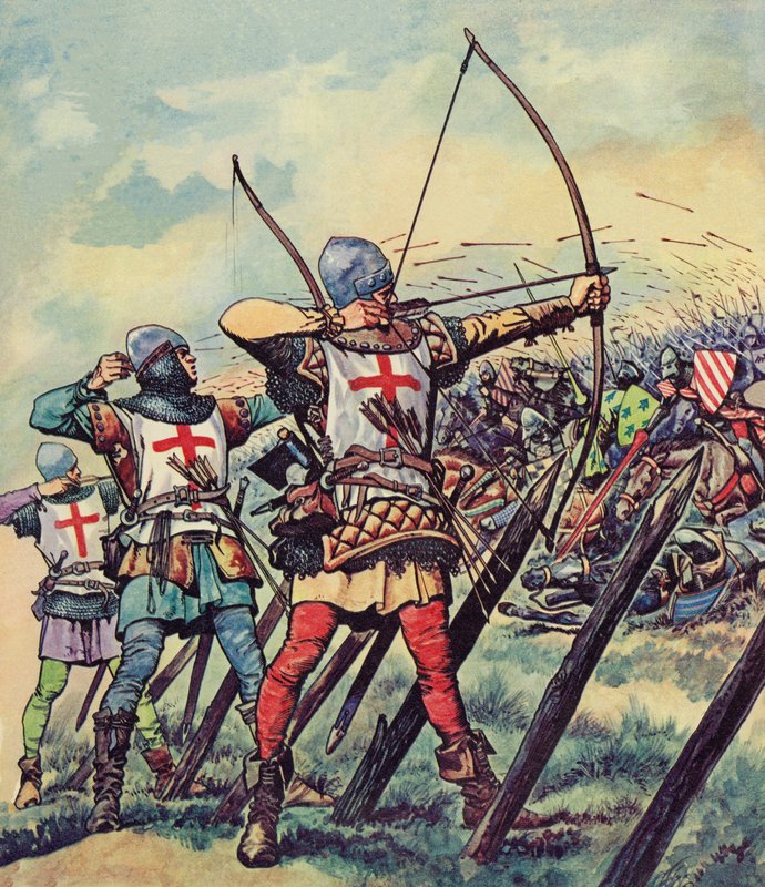Englische Bogenschützen in der Schlacht von Crécy von Peter Jackson
