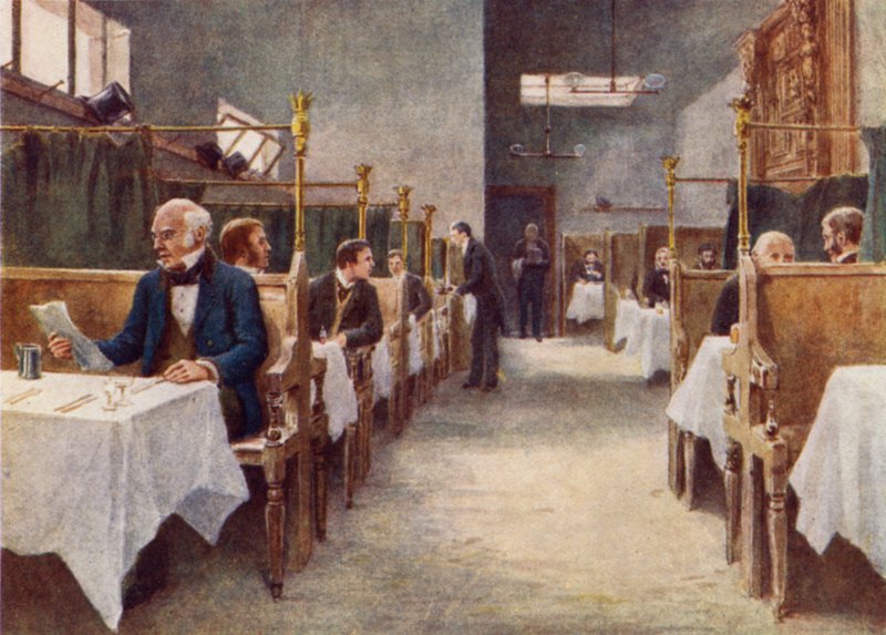 Speisesaal des Cock Tavern, Fleet Street, zerstört 1886 von Philip Norman