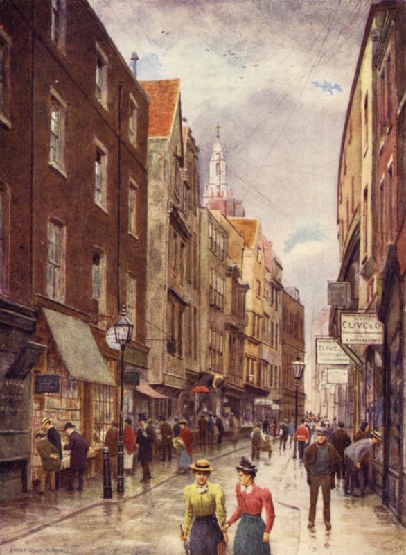 Holywell Street, Strand, Blick nach Westen, 1900 von Philip Norman