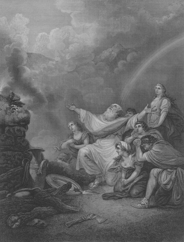 Noahs Opfer, Genesis 8, Vers 20-22 von Philippe de (after) Loutherbourg