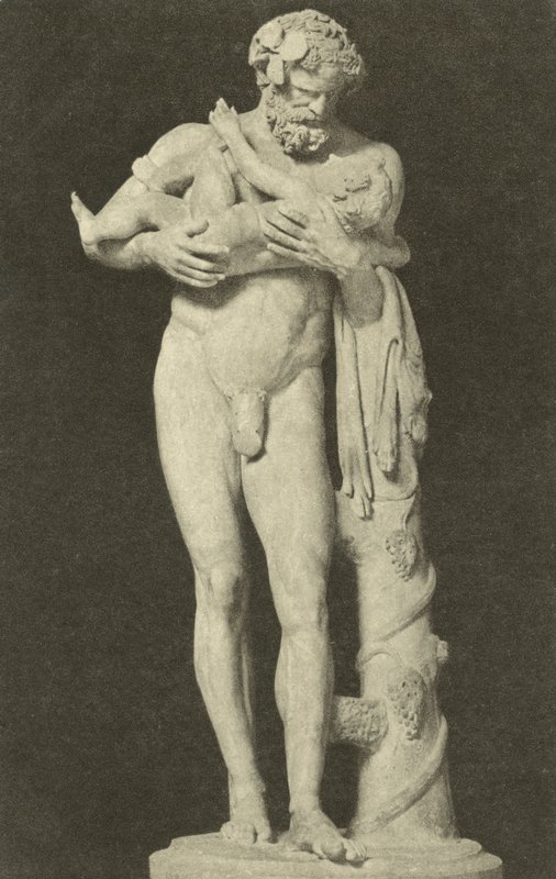 Silenus mit dem Kind Dionysos, antike römische Skulptur in der Sammlung der Glyptothek, München, Deutschland von Photographer German