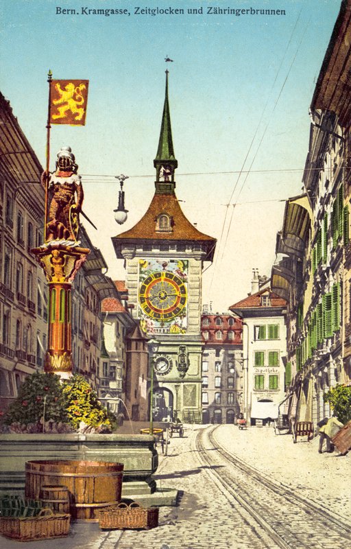Der Zytglogge-Uhrturm und der Zähringerbrunnen, Kramgasse, Bern, Schweiz von Photographer Swiss