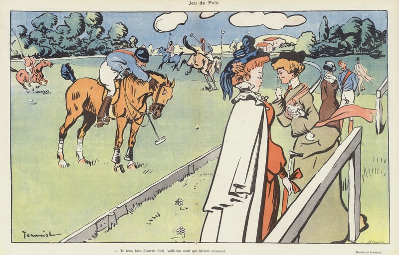 Ein Polospiel. Illustration für Le Rire von Pierre Georges Jeanniot