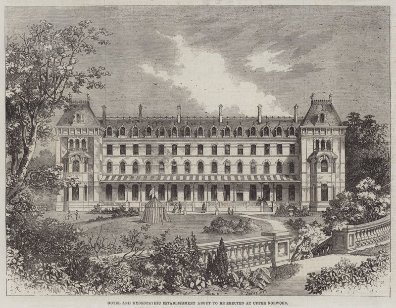 Hotel und Hydropathische Einrichtung, die in Upper Norwood errichtet werden soll von R. Dudley