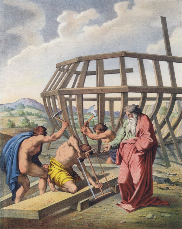 Noah überwacht den Bau der Arche von Raffaello Sanzio Raphael