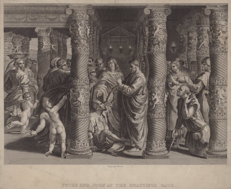 Petrus und Johannes am Schönen Tor von after Raphael
