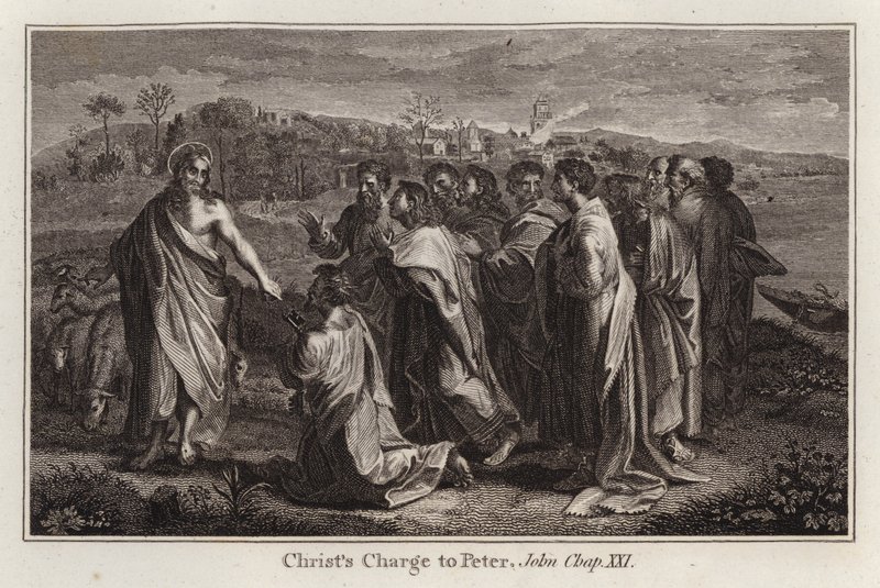 Raphael-Karton: Christi Auftrag an Petrus, Johannes, Kapitel XXI von after Raphael