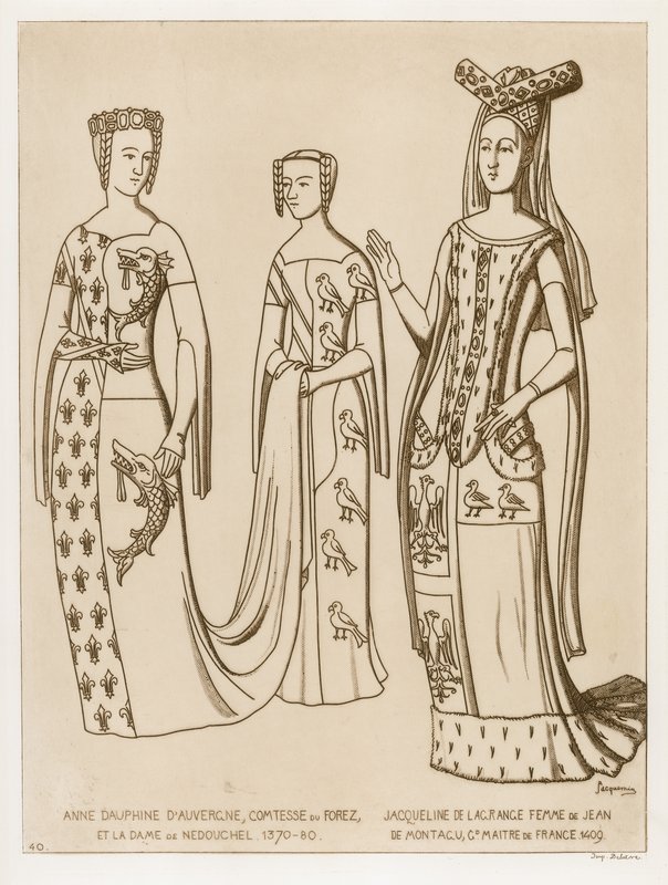 Anne Dauphine, Gräfin von Forez und die Dame von Nedouchel, 1370-80. Jacqueline de Lagrange, Frau von Jean de Montagu, Meister von Frankreich, 1409. von Raphael Jacquemin