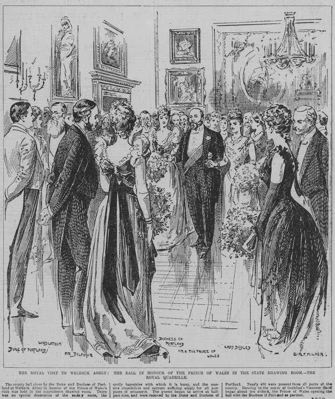 Tanzen der königlichen Quadrille beim Ball zu Ehren des Prinzen von Wales im Staatszeichensaal von Welbeck Abbey, Nottinghamshire von Reginald Thomas Cleaver