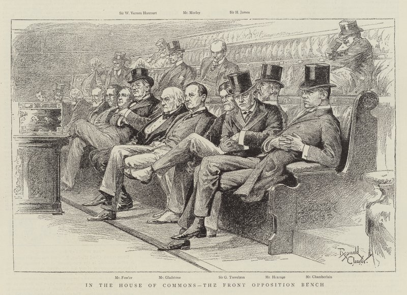 Im House of Commons, die vordere Oppositionsbank von Reginald Thomas Cleaver