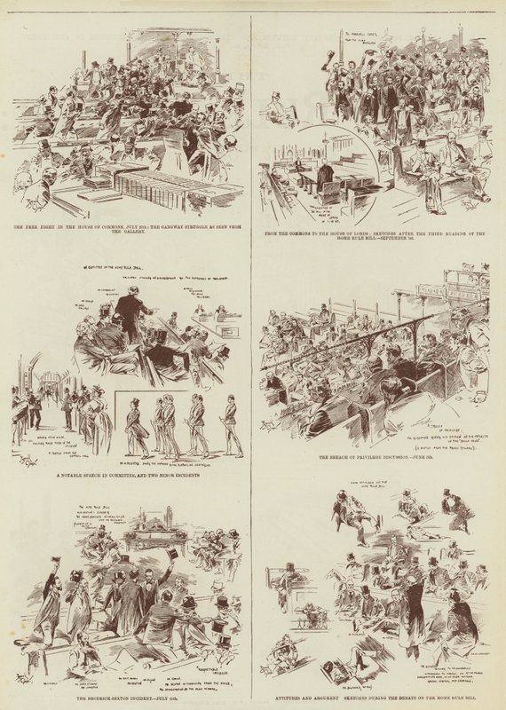 Die Home Rule Sitzung, Einige "Daily Graphic" Skizzen im Parlament von Reginald Thomas Cleaver