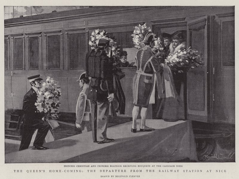 Die Heimkehr der Königin, die Abfahrt vom Bahnhof in Nizza von Reginald Thomas Cleaver