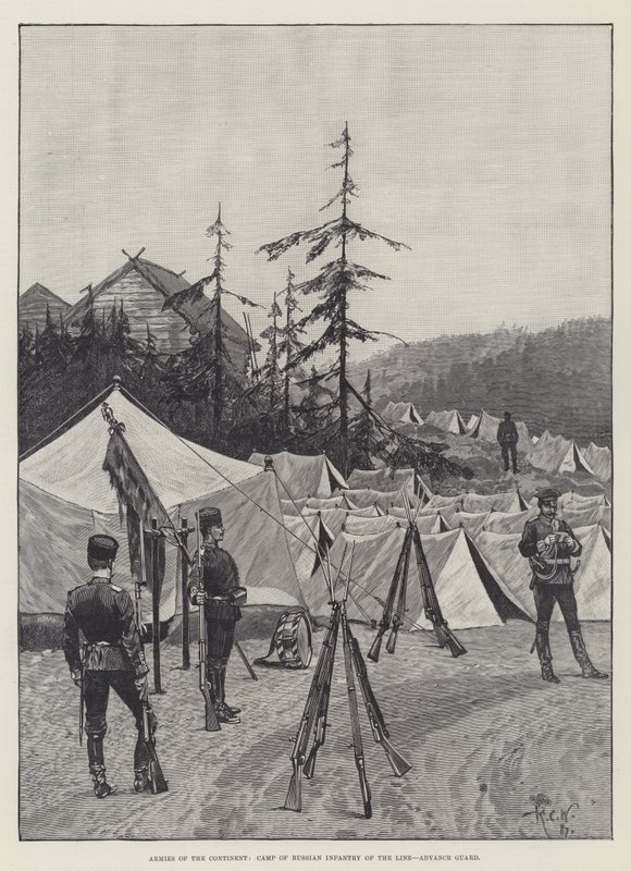 Armeen des Kontinents, Lager der russischen Infanterie der Linie, Vorhut von Richard Caton Woodville junior