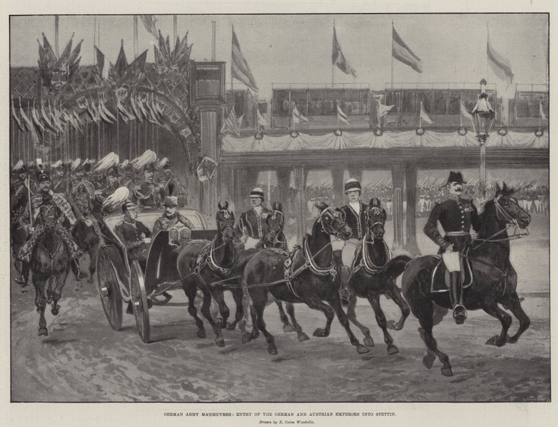 Deutsche Armeemanöver, Einzug der deutschen und österreichischen Kaiser in Stettin von Richard Caton Woodville junior