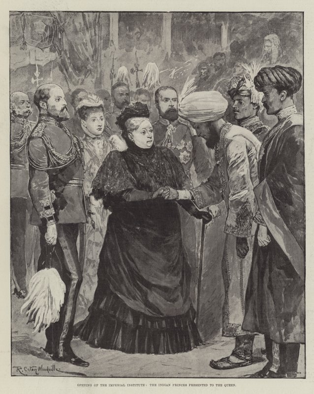 Eröffnung des Imperial Institute, die indischen Prinzen werden der Königin vorgestellt von Richard Caton Woodville junior