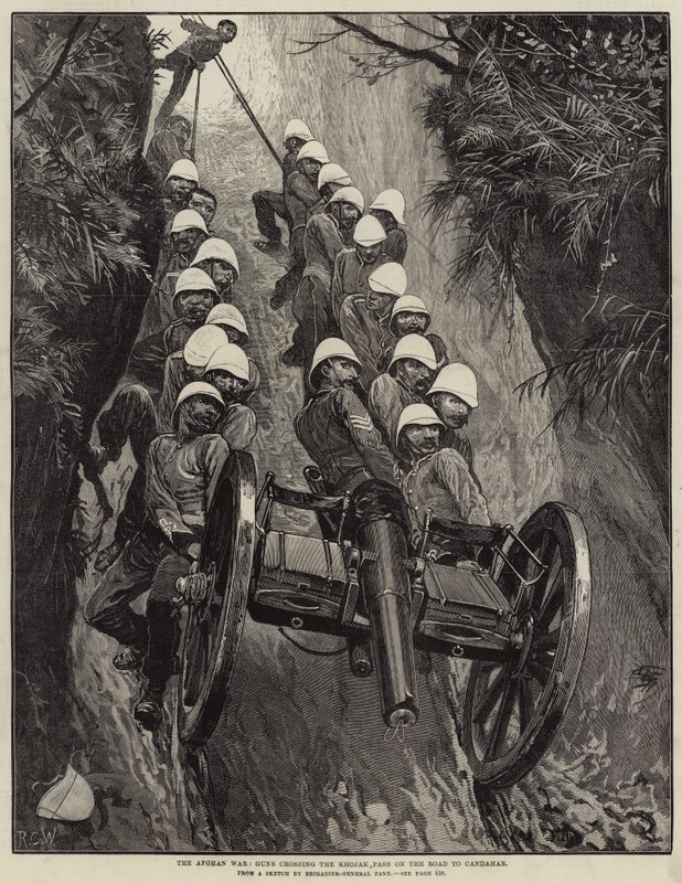 Der Afghanische Krieg, Kanonen überqueren den Khojak-Pass auf dem Weg nach Kandahar von Richard Caton Woodville junior