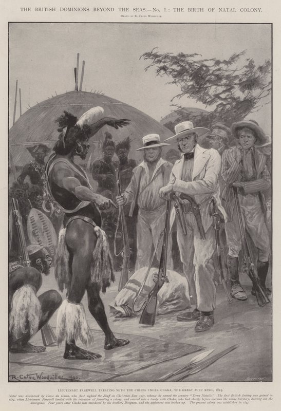 Die britischen Dominions jenseits der Meere, die Geburt der Kolonie Natal von Richard Caton Woodville junior