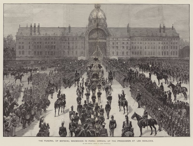 Das Begräbnis von Marschall MacMahon in Paris, Ankunft des Prozessionszuges bei Les Invalides von Richard Caton Woodville junior