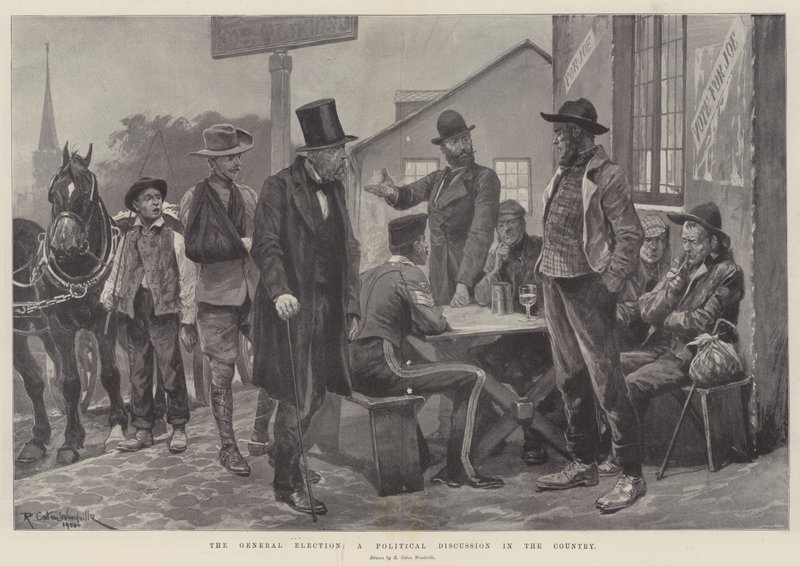 Die Generalwahl, eine politische Diskussion auf dem Land von Richard Caton Woodville junior