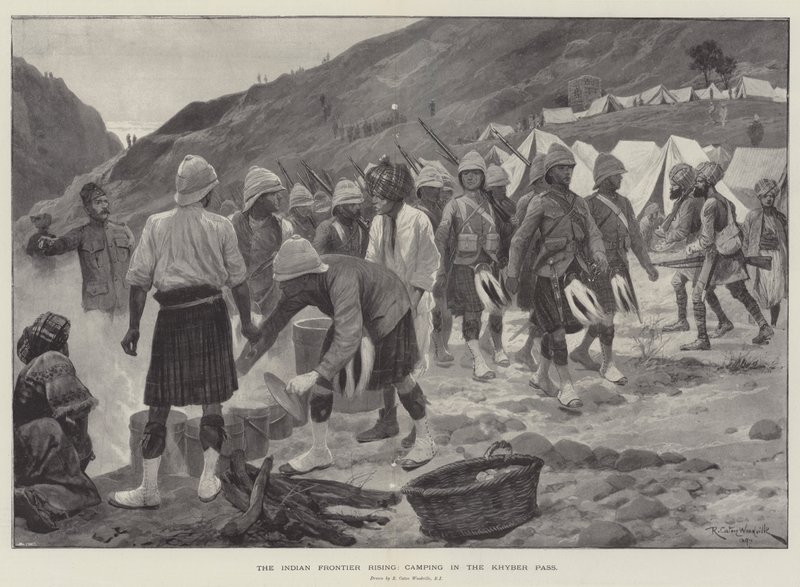 Der Aufstand an der indischen Grenze, Lager im Khyber-Pass von Richard Caton Woodville junior
