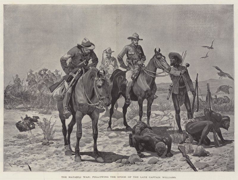 Der Matabili-Krieg, auf der Spur des verstorbenen Kapitäns Williams von Richard Caton Woodville junior