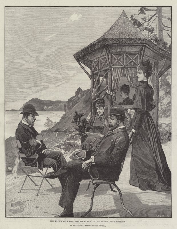 Der Prinz von Wales und seine Familie in Cap Martin, in der Nähe von Mentone von Richard Caton Woodville junior