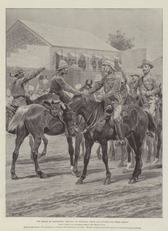 Die Entlastung von Ladysmith, Treffen der Generäle White und Buller und ihrer Stäbe von Richard Caton Woodville junior