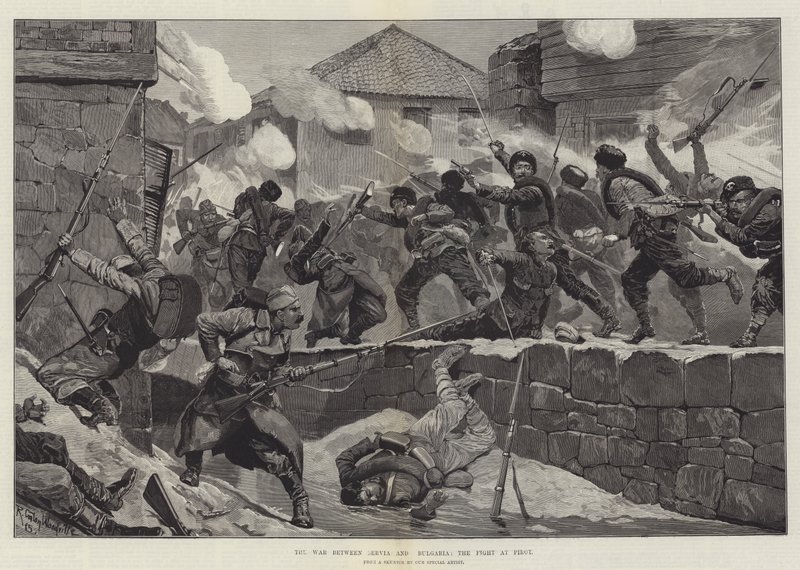 Der Krieg zwischen Serbien und Bulgarien, der Kampf bei Pirot von Richard Caton Woodville junior