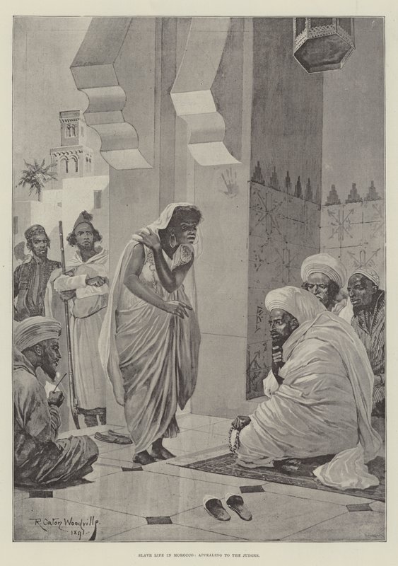 Sklavenleben in Marokko, Berufung an die Richter (Gravur) von Richard Caton II (after) Woodville