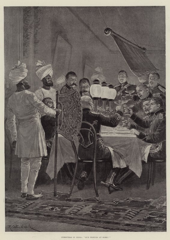 Weihnachten in Indien, unsere Freunde zu Hause! von Richard Caton Woodville junior