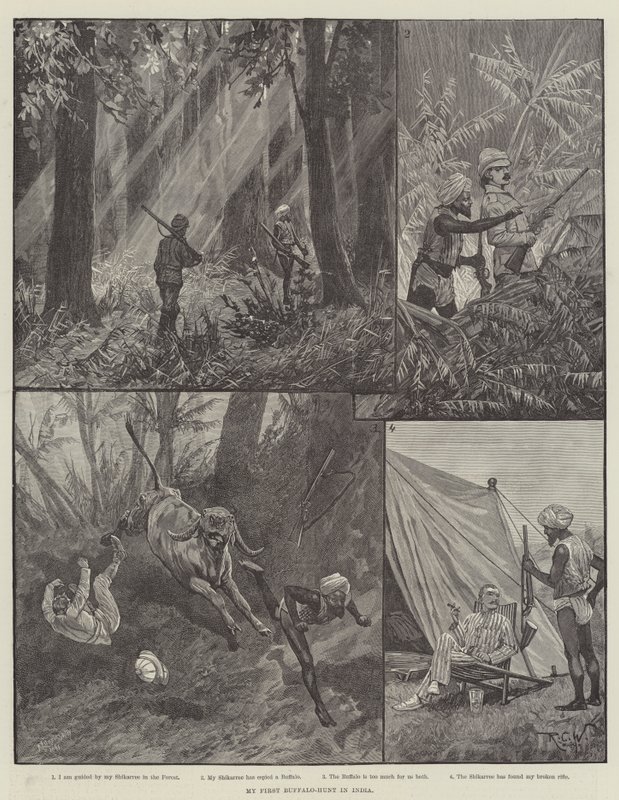 Meine erste Büffeljagd in Indien von Richard Caton Woodville junior