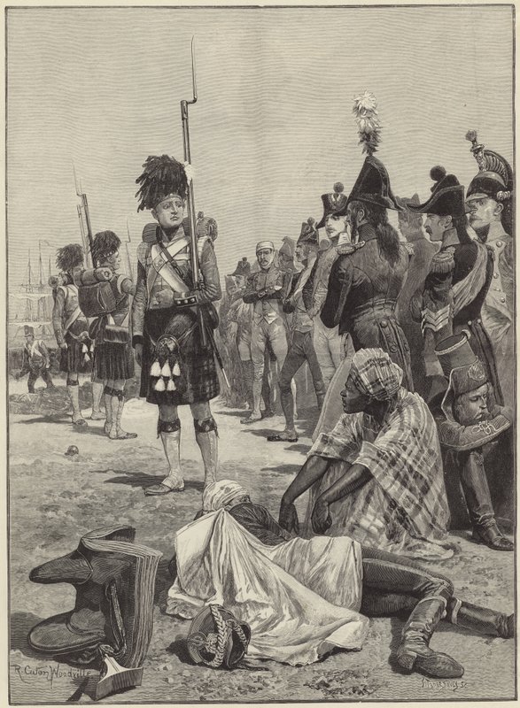 Die 42. Highlander bewachen französische Gefangene von Richard Caton Woodville junior