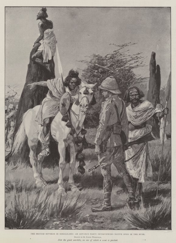 Die britische Niederlage in Somaliland, eine Vorhut befragt einheimische Spione im Busch von Richard Caton Woodville junior