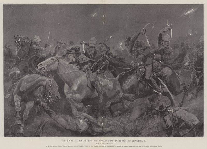 Der nächtliche Angriff der 19. Husaren bei Lydenburg am 7. November von Richard Caton Woodville junior