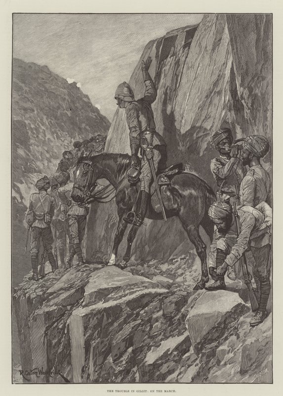 Die Unruhen in Gilgit, auf dem Marsch von Richard Caton Woodville junior