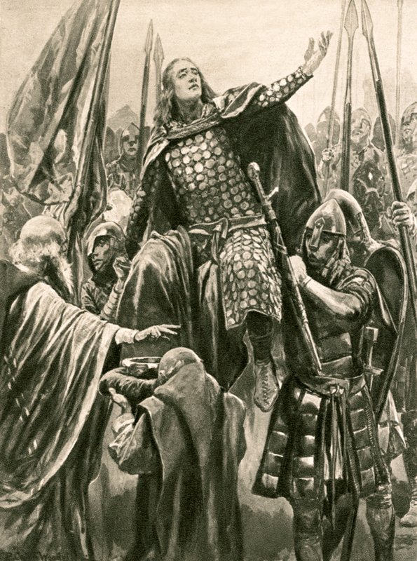 Die Erhebung von Edward dem Älteren bei seiner Krönung in Kingston-on-Thames, Pfingstsonntag, 901 von Richard Caton Woodville junior