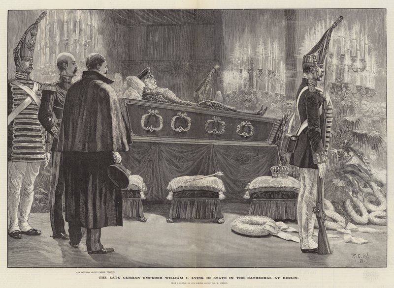 Der verstorbene deutsche Kaiser Wilhelm I. aufgebahrt im Berliner Dom von Richard Caton Woodville junior