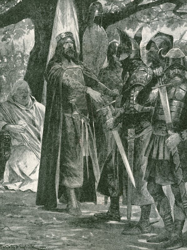 Die militärische Wahl von Alfred dem Großen, erster König von ganz England von Richard Caton Woodville junior