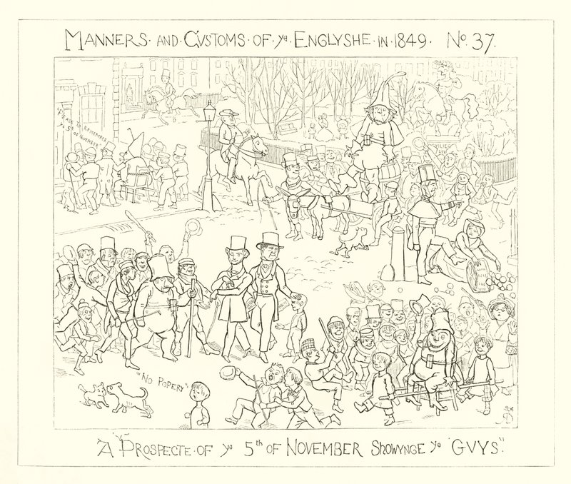 1849, Ein Ausblick auf den 5. November, der die Guys zeigt von Richard Doyle