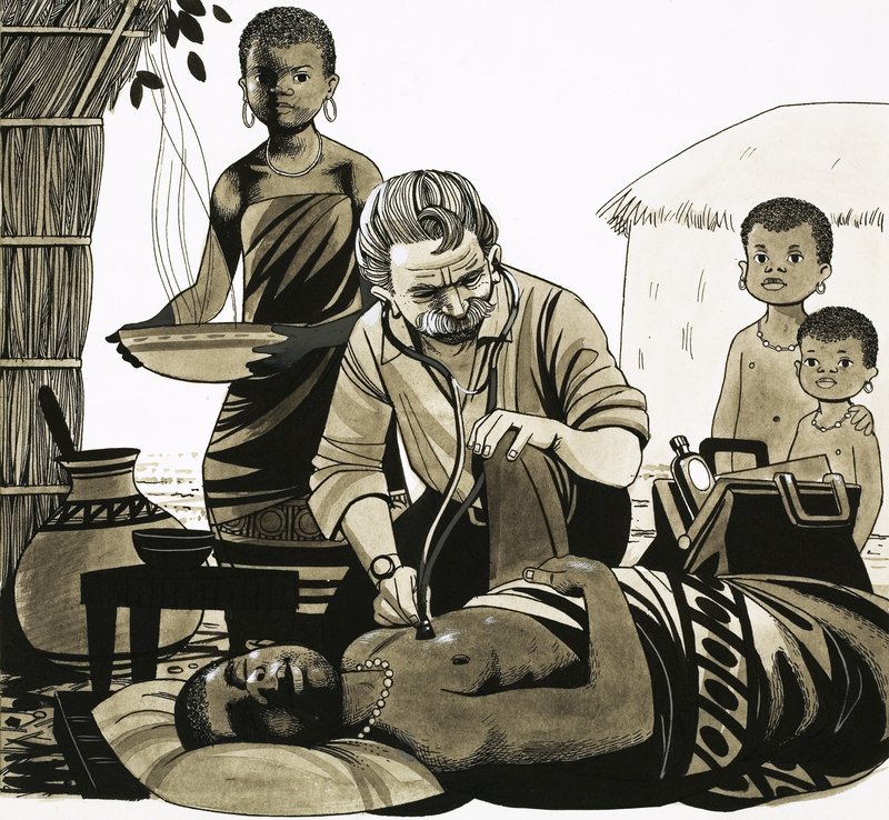 Ein Mann mit einer Mission: Der musikalische Doktor (Albert Schweitzer) (Illustration) von Richard Hook